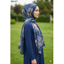 Moonscarfs Moonscarf Bambu Kraş Pamuk Şal Lacivert 203-117 Çok Renkli