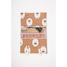 Kitap Ve Defter Kılıfı Ayıcık Desenli Çok Bölmeli Kumaş Organizer 19x26 Cm