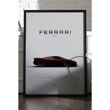 Ferrari F80 Siyah Ahşap Çerçeveli Poster, Dekoratif Araba Duvar Tablosu