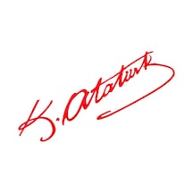 K.atatürk İmzalı Oto Sticker Küçük Kırmızı 20x5cm