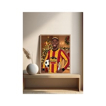 Victor Osimhen Sarı Kırmızı Futbol Tablo Doğal Ahşap Çerçeveli Çok Renkli - 867701886 Çok Renkli