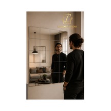 Dekoratif Kare Pleksi Ayna - 8 Adet 20x20 Cm Kendinden Yapışkanlı, Akrilik Ayna Modern Duvar Dekoru Duvar Dekorasyon Ürünü Gümüş Gümüş