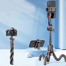 Coverzone Uzatılabilir Ahtapot Tripod Selfie Çubuğu C03 Ent Kablosuz Kumanda, 360 Bilyalı Başlık, Esnek Ayaklı, Telefon Ve Aksiyon Kamera Uyumlu, Vlog Yayın Tripodu C03