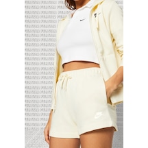 Nike Sportswear Essential Fleece Loose Fit Short Geniş Ağlı Bol Kesim Kadın Şortu Krem