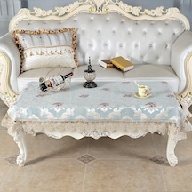 Mavi Avrupa Tarzı Sehpa Örtüsü Dantel Nakış Masa Örtüsü Nakış Masa Örtüsü Ev Mobilya Kapak Masa Örtüsü