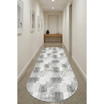 Raschel Carpet Oval Yıkanabilir Leke Tutmaz Modern Yolluk Modern Gri Renk Özel Seri Kaymaz Taban Halı Çok Renkli