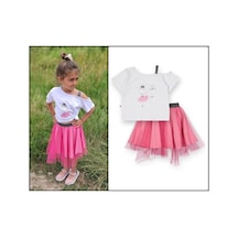 Novy Baby Tüllü Etek Düşük Omuzlu Tshirt Kız Çocuk 2'li Takım - 2-9 Yaş