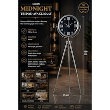 Krom Midnight 150 X 45 Cm Tripod Ayaklı Saat