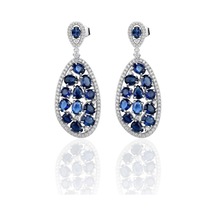 Oya Silver Sallantılı Zirkon Safir Zirkon Taşlı Vidalı Gümüş Küpe 3.6 X 1.3 Cm Oysy282