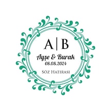 Çift Yaprak Desenli Dikdörtgen Mühür Kına Nişan Düğün 3x3 Cm Özel Etiket / 50 Adet Sticker Beyaz