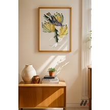 Muz Botanik İllüstrasyon, Ahşap Çerçeveli Duvar Tablosu - Mutfak Dekorasyonu