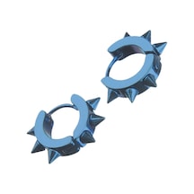 Mavi Sivri Uç Erkek Küpe Çelik Takı Aksesuar W P24 T5 Çelik