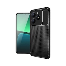 Realme C61 Uyumlu Kılıf Auto Focus Karbon Kapak - Siyah