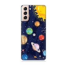 Samsung Galaxy S21 Plus Uyumlu Gezegenler Ve Yıldız Haritası Desenli Silikon Kılıf