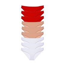 9 Adet Süper Eko Set Likralı Kadın Slip Külot Kırmızı Ten Beyaz Standart