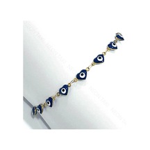 Kalp Ve Nazar Figürlü, Paslanmaz Çelik, Halhal 17, Altın Renk Altın