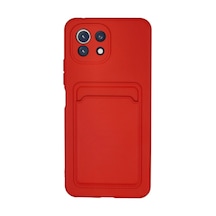 Xiaomi Mi 11 Lite Kılıf Kelvin Kartvizitli Silikon - Kırmızı -