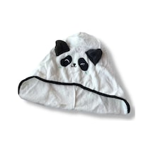 Caş Dekorasyon Beyaz Renk Panda Figürlü Lastikli Saç Havlusu/ Bonesi Beyaz