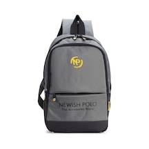 Newish Polo Unisex Minimal Sırt Çantası Laptop Bölmeli Şehir İçi Kullanım - New406 Gri