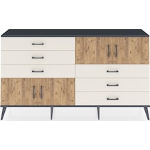Arges Konsol 2 Raflı 6 Çekmeceli 4 Kapaklı 176x30x99 Antrasit-çam/aytaşı Atlas Çam/aytası - Antrasıt