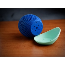 3d Baskı Küre Saksı - Kafes Dokulu İki Parçalı Dekoratif Saksı - Mavi-mint Diğer