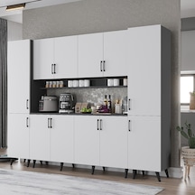 Della Kahve Köşesi Çok Amaçlı Dolap Kiler Mutfak Dolabı Füme Beyaz 240cm Antrasıt - Beyaz