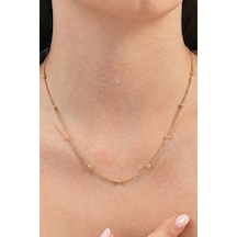 925 Ayar Gümüş Zincir Rose Kaplama İtalyan Hepsi Top Top Zincir Kolye Barcode Rose Gold