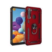A21 Için Kılıf Military Ring Holder Siyah Galaxy A21 İle Uyumlu Kılıf - Siyah Diğer