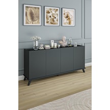 Ae-2056 Akel Antrasit 4 Kapaklı Geniş Konsol 180 Cm Ayaklı,raflı,