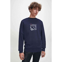 I Love Architecture Baskılı Indigo Erkek Örme Sweatshirt