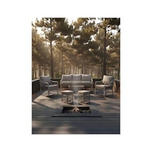 Dora Garden Home Zen 3+1+1 Açık Gri Rattan Bahçe Takımı Masalı Siyah Çizgili