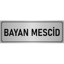 Metal Yönlendirme Levhası, Departman Kapı İsimliği Bayan Mescid 10x20 cm Gümüş Renk