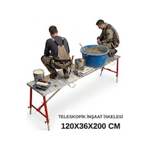 Alüminyum Gövdeli Çelik Ayaklı Teleskopik Katlanır İnşaat İskelesi - 400 Kg Taşıma Kapasitesi 120x36x200cm