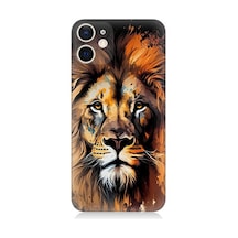 Apple Uyumlu  iPhone 12 Mini Silikon Kılıf Sarı Kırmızı Kral Aslan