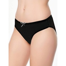 Küçük Puantiyeli Siyah Kadın Slip Külot Yeni Sezon 6 Adet Ekonomik Paket Siyah