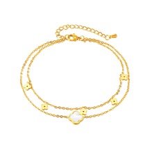 Sones Opk Gz191 İskelet Çiçek Çift Zincir Paslanmaz Çelik Bileklikler Altın