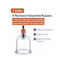 4 Numara Hacamat Kupası 1 Adet Vakumlu Manuel Kupa Bardak Dayanıklı Plastik Hacamat Kabı Çok Renkli