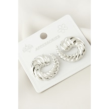Burgulu - 925 - Metal Küpe - Edntrend - Gümüş Rengi