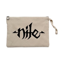 Nile Logo Krem Clutch Astarlı Cüzdan / El Çantası Krem