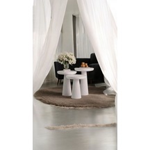 Wood Wooden Ahşap Beyaz 3 Lü Set Mantar Yan Sehpa Fiskos Çiçeklik Decorative Beyaz