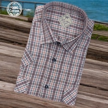 Linen Keten Klasik %100 Cotton Kısa Kollu Terletmeyen İki Cepli Kapaklı Beyaz Gömlek Regular Kalıp -10180 Beyaz
