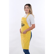 Unisex Master Chef Ayar Askılı Mutfak Önlüğü Sarı