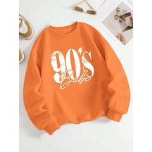 Startmore Turuncu Unisex Erkek/kadın 90's Özel Renkli Oversize Bisiklet Yaka Pamuklu
