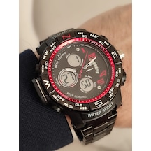 Quamer Erkek Kol Saati Analog Ve Digital Metal Kordonlu 2176 Siyah