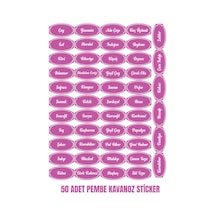 50 Adet Pembe Renk Kuruyemiş Baharat Kavanoz Sticker Etiket
