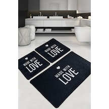 Con Amore Banyo Halısı Djt 3 Lü Set Beyaz - Siyah