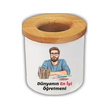 Öğretmenlere Günü Hediyesi Masaüstü Kalemlik Beyaz