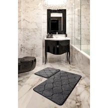 Infinity Antrasit 2 Li Set 50X80 40X50 Cm Banyo Halısı, Paspası