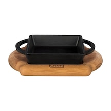 Pişirme Kabı, Lv Eco P Tv 1212 K4, Kare Teller Ve Ahşap Altlık, Ölçüler 12 X 12 Cm, Dökme Demir, Siyah Çok Renkli