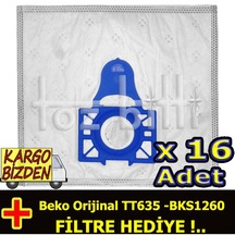 Beko Tt635 -Bks1260 Süpürge Toz Torbası 16 Adet
